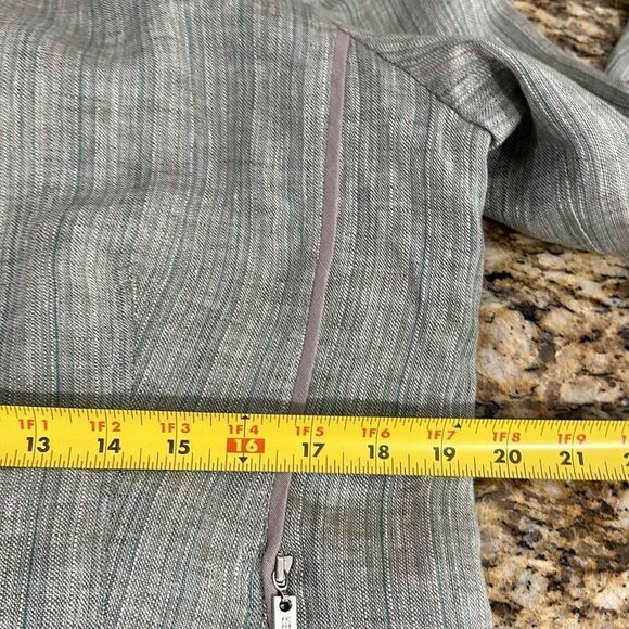 Spanner Linen Green Long Sleeve Striped Zip Up Jacket Size 14 - Picture 12 of 12